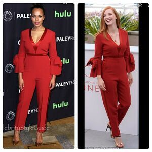 ROKSANDA Florent Bow Sleeve Stretch Crepe Jumpsuit Red 12 ASO Kerry Washington‎
